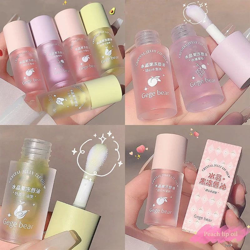 Crystal Jelly Lip Oil Hydrating Plumping Lip Gloss Coat For Cute Makeup Lipsticks Tinted Clear Serum Fruit Lip Balm Cosmetics - GSINAS.com