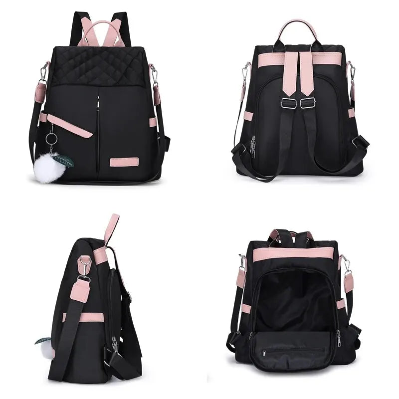 Casual Oxford Cloth Backpack Purse Anti-theft Travel Schoolbag Multifunctional Two-way Shoulder Bag - GSINAS.com