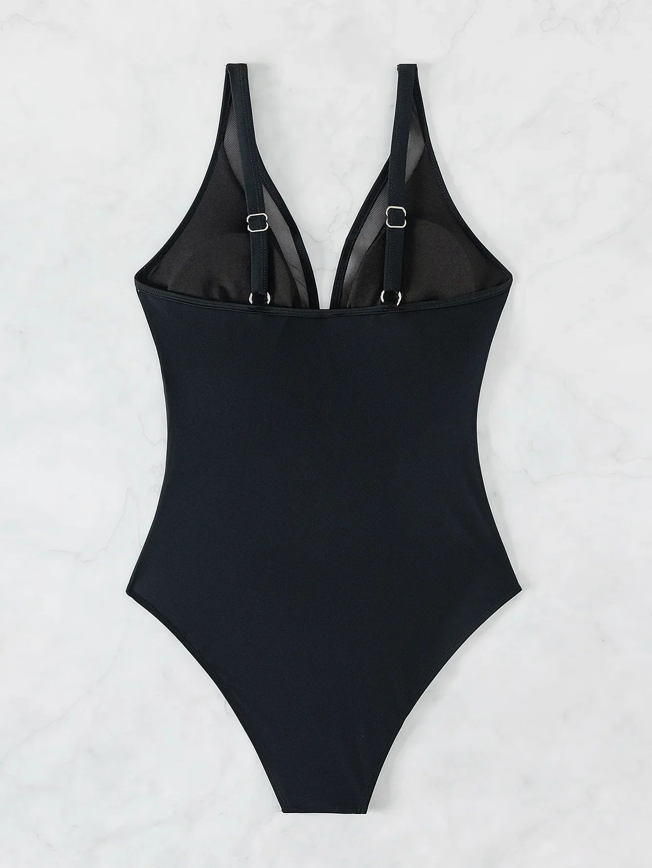 New Women's One-Piece Swimsuit Sexy Deep V Neck Backless Mesh Swimwear