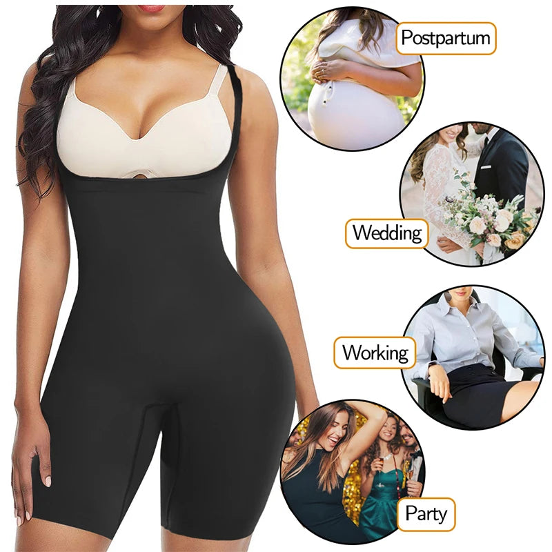 Full Body Shapewear Bodysuit - Tummy Control and Thigh Slimming Shorts.