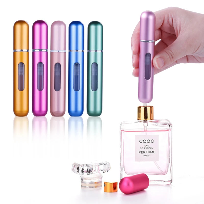 5ML/8ML Portable Travel Mini Small Container Aluminum Purse Tester Decant Perfume Roller Bottle Dispensing Tool Refillable Spray