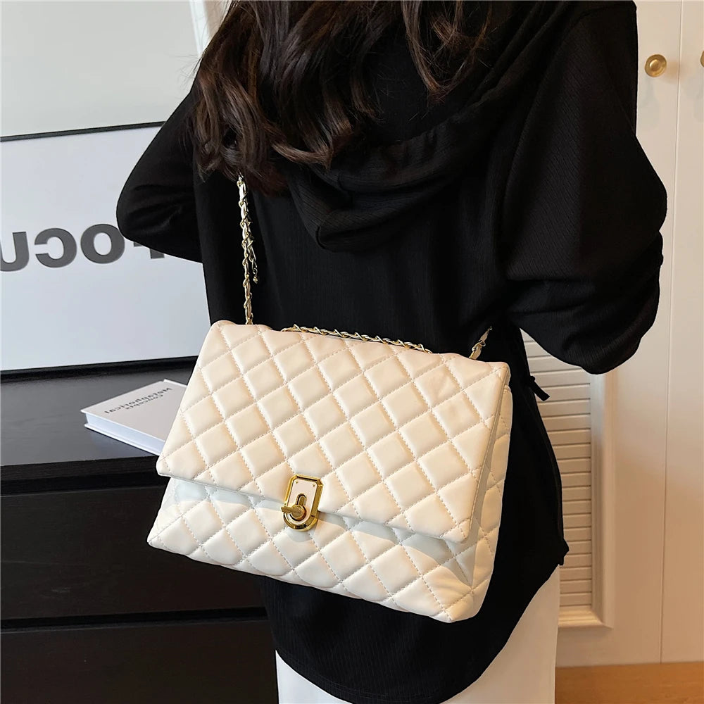 PU Leather Double Chain Shoulder Bags For Women 2024 Trend Designer Crossbody Flap Ladies Handbags And Purses - GSINAS.com