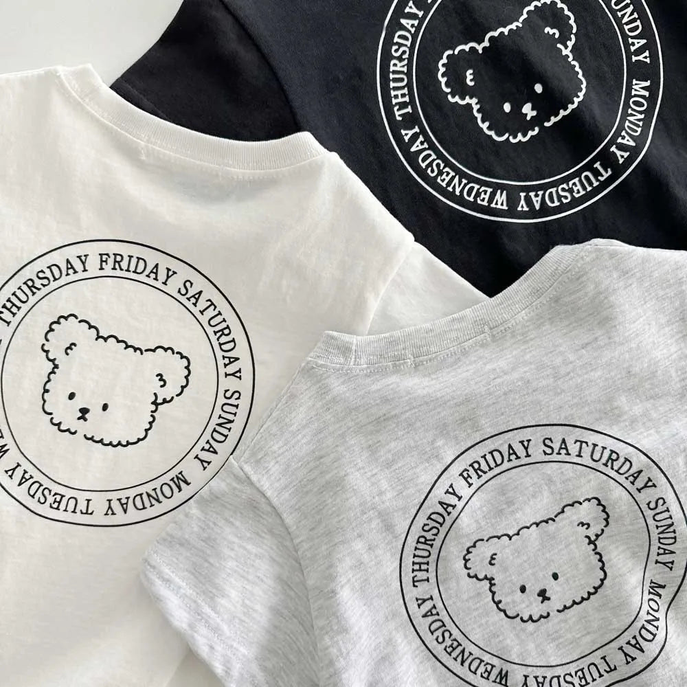 2024 Spring Summer New Girl Baby Short Sleeve Bodysuit Infant Boy Cute Bear Print Onesie Cotton Newborn Toddler Cartoon Clothes - GSINAS.com