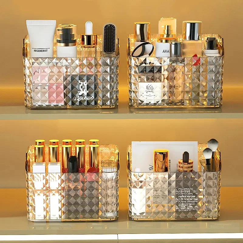 Bathroom Storage Box Rectangular Desktop Cosmetics Storage Basket Handle Stackable Makeup Organizers Rack Lipsticks Container