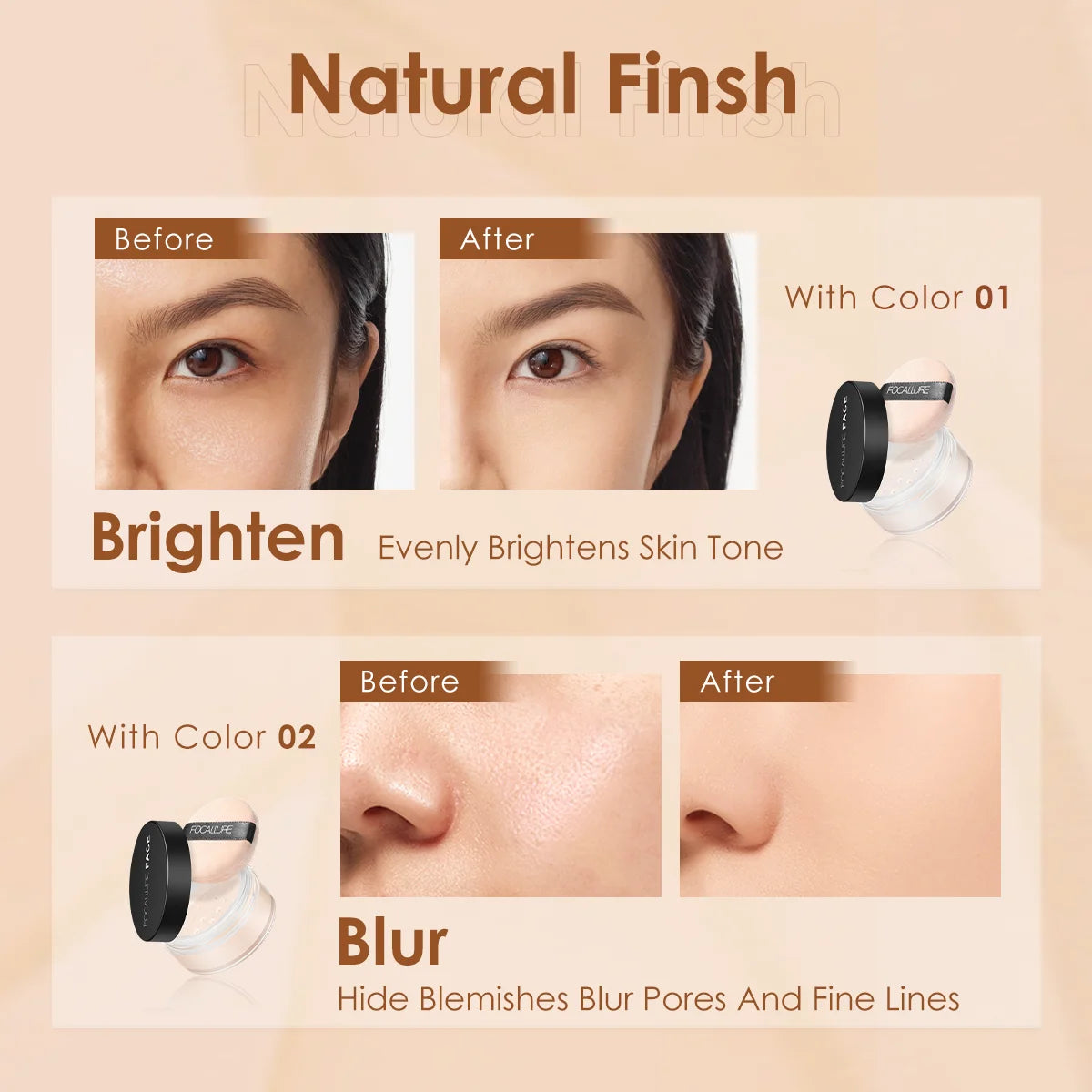 Focallure Invisible Finish Loose Setting Powder Translucent Natural Soft Face Makeup Powder Oil Control Face Loose Powder - GSINAS.com