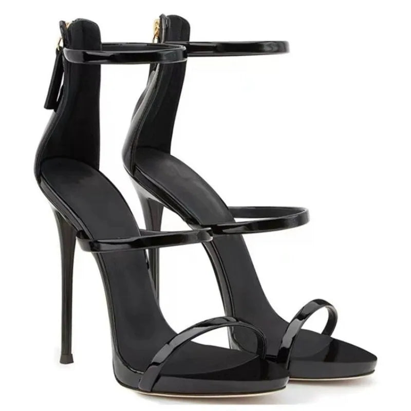 Women's Summer New Sexy Stiletto Heels Sandals Fashion High-quality Banquet Zipper Strap Combination High Heels - GSINAS.com