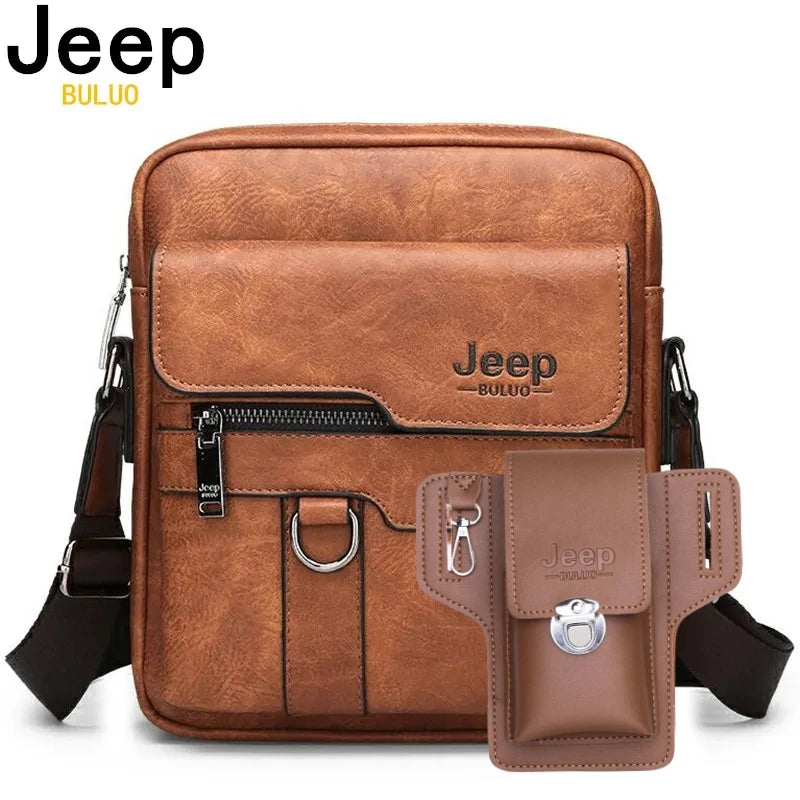 JEEP BULUO Man Leather Bag Shoulder Crossbody Bags For Men Cow Split Leather Male iPad Business Messenger Bag Drop Shipping - GSINAS.com