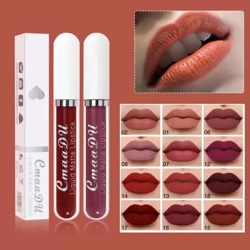 CmaaDu 18 Colors Velvet Matte Lipsticks Pencil Waterproof Long Lasting Sexy Lip Stick Non-Stick Makeup Lip Tint Pen Women 2023 - GSINAS.com