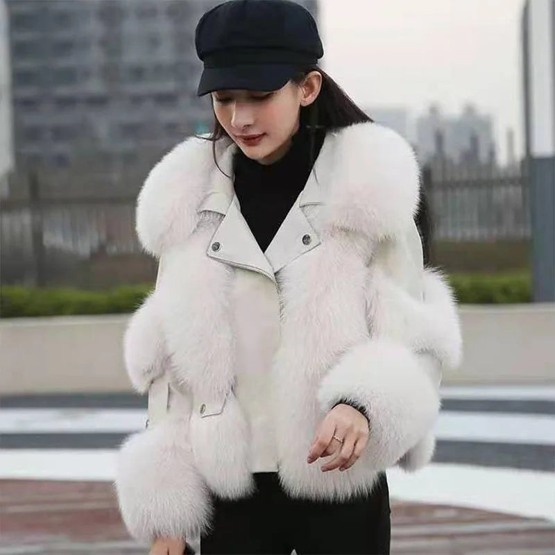 Women's Jacket with Artificial Fox Fur, Extra Thick, Warm, New - GSINAS.com