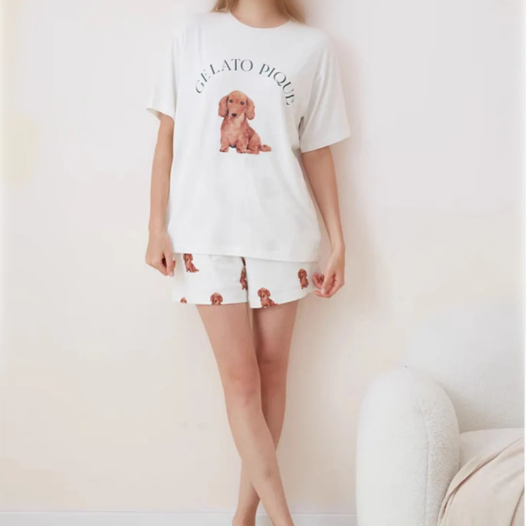 Kawaii Short Sleeve Pajama Set - Comfy Homewear & Sleepwear for Women.