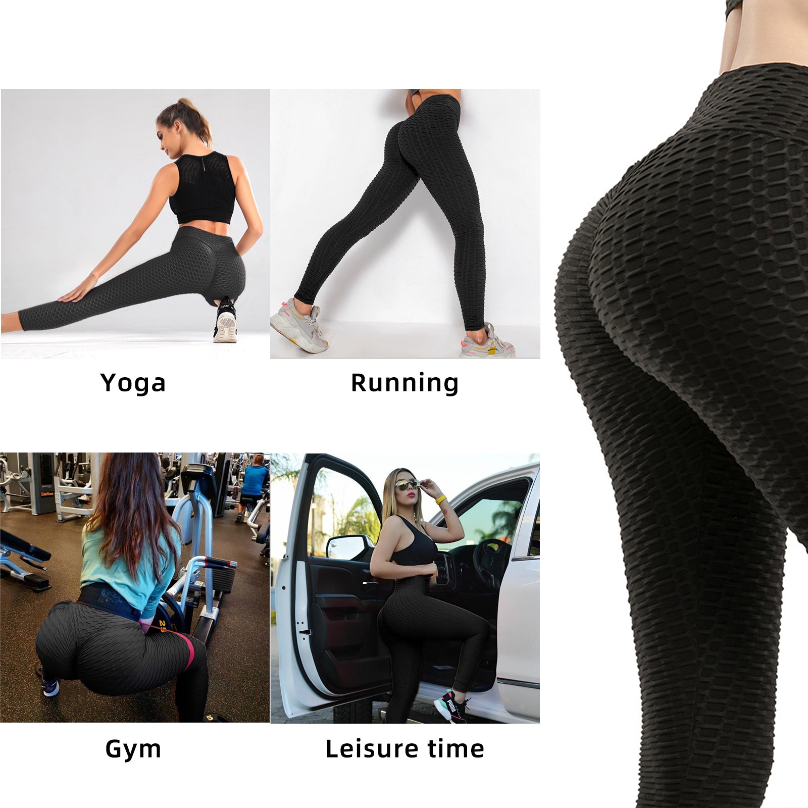 Women TIK Tok Leggings Bubble Textured Leggings Butt Lifting Yoga Pants Black Amazon Banned - GSINAS.com